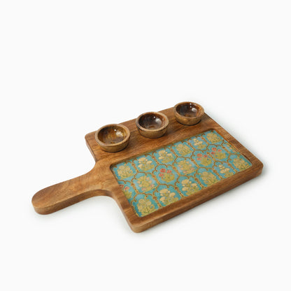 Flower Wooden Platter with Bowl - iROCHiChip and Dip