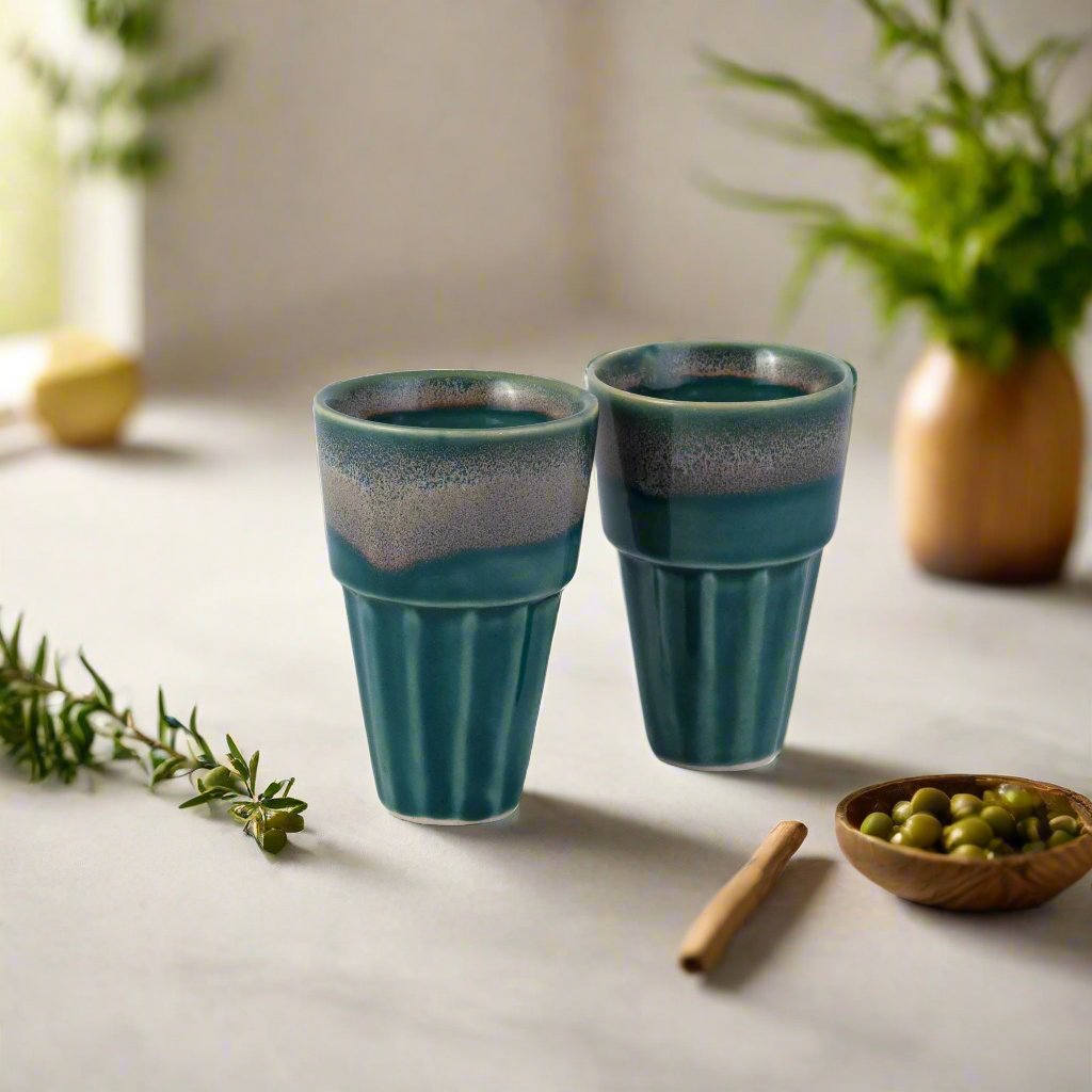 Teal Green Tea Glass Set of 2 - iROCHiMugs